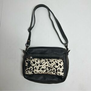 Myra Leather Crossbody Cowhide Multi-Color Canvas  Bag Purse